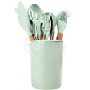 Ver imagem 2 de Kit 12 Peças Conjunto de Cozinha Utensílios de Silícone com Espatulas Pincel Batedor Manual - Verde