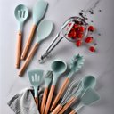 Ver imagem 6 de Kit 12 Peças Conjunto de Cozinha Utensílios de Silícone com Espatulas Pincel Batedor Manual - Verde