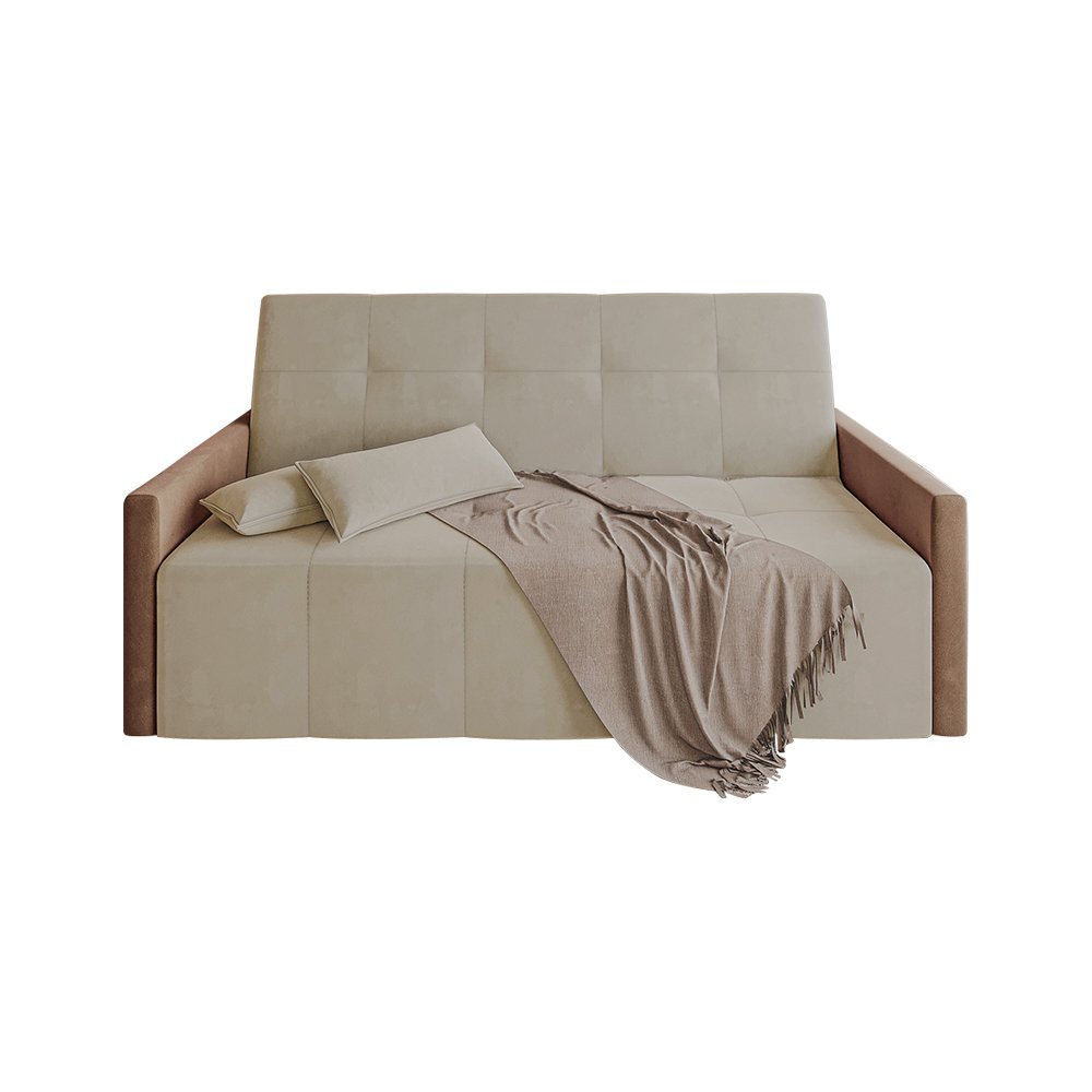 Sofa Cama 4 Lugares Retrátil e Reclinável Paris 2,10m Veludo Areia/marrom - 3