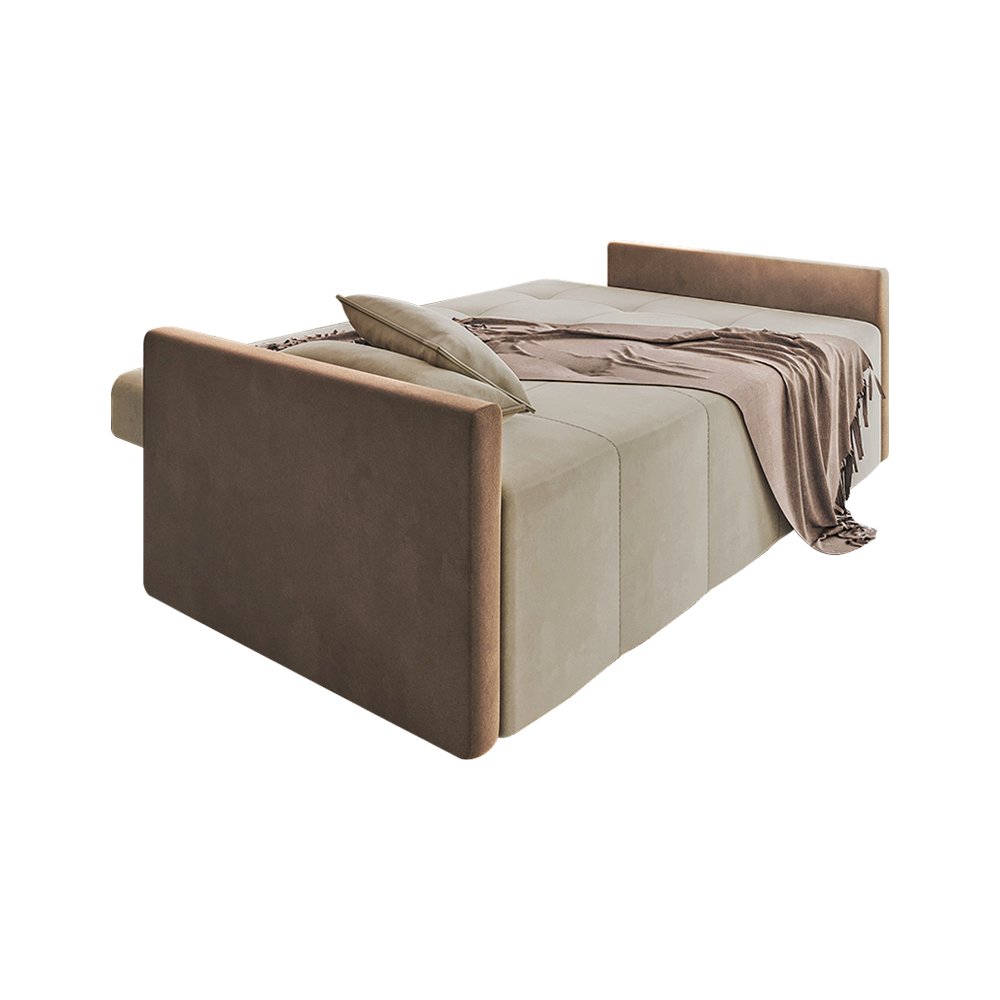 Sofa Cama 4 Lugares Retrátil e Reclinável Paris 2,10m Veludo Areia/marrom - 5