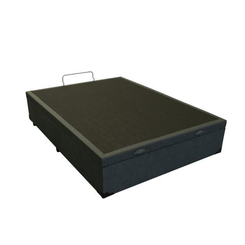 Cama Box Baú Casal Blindado Linhão Preto Com Pistão A Gás