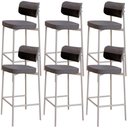 Ver imagem 1 de Kit 06 Banquetas Alta Bar Cozinha Sala de Jantar Aço Branco Kaira C01 Linho Cinza Courino Preto -