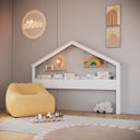 Ver imagem 1 de Livreiro Infantil com Moldura de Casinha 2,0m Prateleiras Suspensas Cor:Branco com Rosa