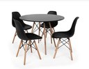 Ver imagem 1 de Conjunto de Mesa de Jantar Eames Eiffel Redonda 90cm Tampo de Madeira Preto com 4 Cadeiras Pretas