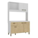 Ver imagem 2 de Cozinha Compacta 120cm 100% MDF 15cm 5 Portas e 1 Gaveta Branco/Amêndoa