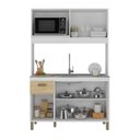 Ver imagem 4 de Cozinha Compacta 120cm 100% MDF 15cm 5 Portas e 1 Gaveta Branco/Amêndoa
