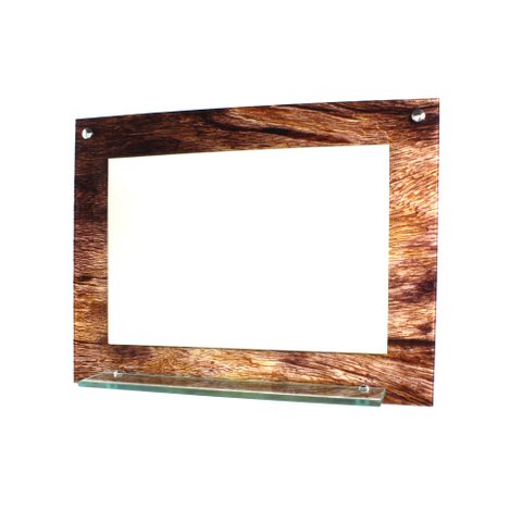 ESPELHO PARA BANHEIRO COM PRATELEIRA 60CM X 45CM MADEIRA RUSTICA