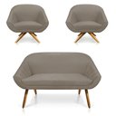 Ver imagem 1 de Kit 01 Namoradeira 02 Lugares e 02 Poltronas Giratória Giovana Suede Base Madeira MA30 - D’Rossi - M