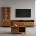Ver imagem 2 de Conjunto Sala Cristaleira 3 Portas + Rack TV 2 Portas + Mesa de Centro Lux Ipê
