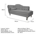 Ver imagem 3 de Kit Diva Recamier Diana 140cm Lado Direito e 02 Poltronas Classic Suede Cinza - ADJ Decor