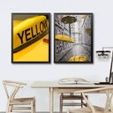 Ver imagem 2 de Kit 2 Quadros Decorativos Fotografias Yellow 33x24cm:Madeira branca