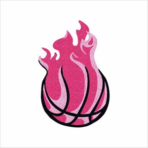 Tapete Bola de Basket Fire, Cor Rosa, Decorção para Porta de Entrada, Quarto, Sala.