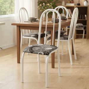 Conjunto de 4 Cadeiras Jogo Cozinha Jantar Branco Metal Aço