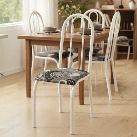 Conjunto de 4 Cadeiras Jogo Cozinha Jantar Branco Metal Aço