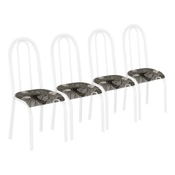 Conjunto de 4 Cadeiras Jogo Cozinha Jantar Branco Metal Aço - 1