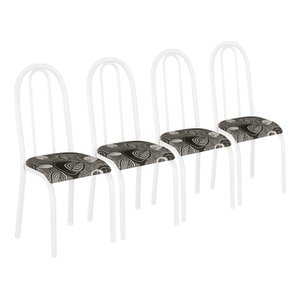 Conjunto de 4 Cadeiras Jogo Cozinha Jantar Branco Metal Aço