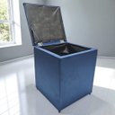 Ver imagem 3 de Puff Baú Banqueta Quadrado Cubo Decorativo Courino e Suede Azul Marinho Suede