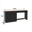 Ver imagem 2 de Conjunto de Escritório 2 Peças Noruega Office Mesa e Aparador Buffet - Via Nossa - Preto e Cedro