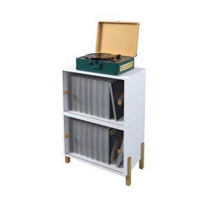 Armário para Discos de Vinil Kit Branco com Portas de Correr Acrílico - Sonore