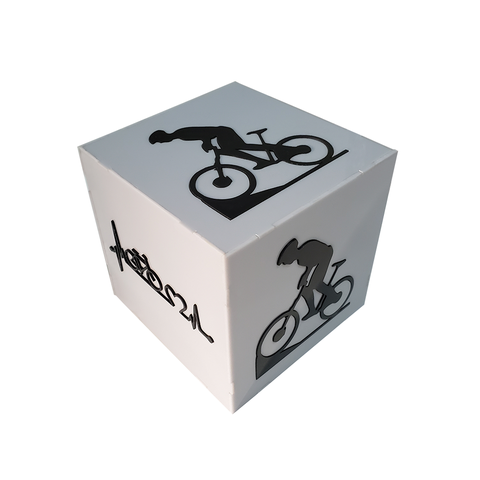 Abajur Luminária Mesa Bivolt E27 Cubo Decoração Quarto Office Estilo Bike Cinza