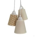 Ver imagem 2 de Lustre Pendente Quarto Bebê Tecidos Tons De Bege E Branco