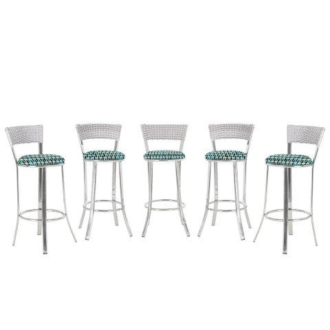 Banqueta Bistro para Bar, Cozinha, Balcão em Alumínio e Fibra Tc Zanutto 5 Unidades Marmore