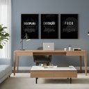 Ver imagem 3 de Kit 3 Quadros Motivacionais Preto e Branco com Moldura:tabaco