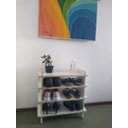 Ver imagem 5 de Sapateira 4 Prateleiras Rodinhas Cabem 8 Pares Madeira MDF