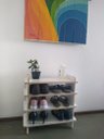 Ver imagem 5 de Sapateira 4 Prateleiras Rodinhas Cabem 8 Pares Madeira MDF