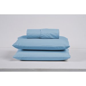 Lençol Solteiro Algodão 200 Fios 2 Peças Cama Box Liso Toque Macio Hotel:azul Piscina