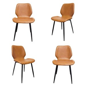 Kit 04 Cadeiras Bergen Pu Caramelo Base em Aço Preto - 76326
