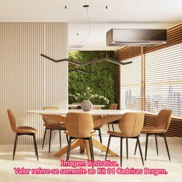 Kit 04 Cadeiras Bergen Pu Caramelo Base em Aço Preto - 76326 - 7