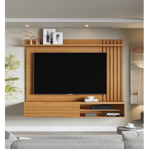 Painel Ripado para TV até 72 Polegadas com Rack Suspenso com 1 Porta Munique
