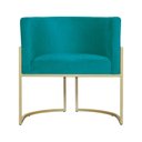 Ver imagem 4 de Kit Namoradeira + 2 Poltronas Decorativa Luana Suede Azul Tiffany Base Dourarada Mz Decor