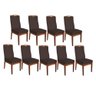 Conjunto 09 Cadeiras Ricco Madeira Carvalho Marrom Escuro - 1