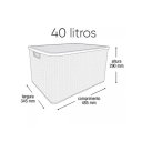 Ver imagem 2 de Kit C/ 3 Organizador Rattan C/ Tampa 40 Litros Marrom