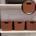 Ver imagem 4 de Kit C/ 3 Organizador Rattan C/ Tampa 40 Litros Marrom