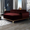 Ver imagem 2 de Sofá 3 Lugares Lisboa D07 com Chaise Direita 230cm Veludo Bordô - D’Rossi