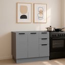 Ver imagem 5 de Balcão de Cozinha 120cm com Rodapé sem Tampo 2 Portas e 3 Gavetas Lumina Cinza