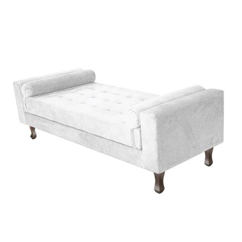 Recamier Baú Félix Solteiro 140 cm Suede - Doce Sonho Móveis ML/R1/FELIX/140/B/S Branco