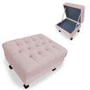Ver imagem 1 de Puff Baú Decorativo Luis XV Capitonê 60x50cm Suede Rosa Bebê - Sheep Estofados Luis XV Baú 60x50
