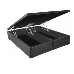 Base Box Baú Queen Bipartido Belos Sonhos Sintético Cinza 49x158x198