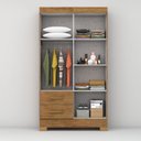 Ver imagem 5 de Guarda-Roupa Solteiro 4 Portas, 2 Gavetas e Pés Olímpio Marrom/Cinamomo