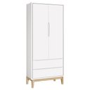 Ver imagem 4 de Berço Americano e Guarda Roupa Classic 2 Portas Branco com Pés Madeira Natural – Reller