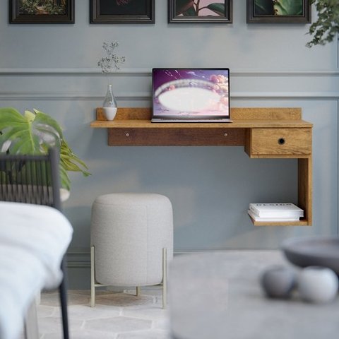 Escrivaninha Suspensa 1 Gaveta Freijó - Comprar Moveis em Casa