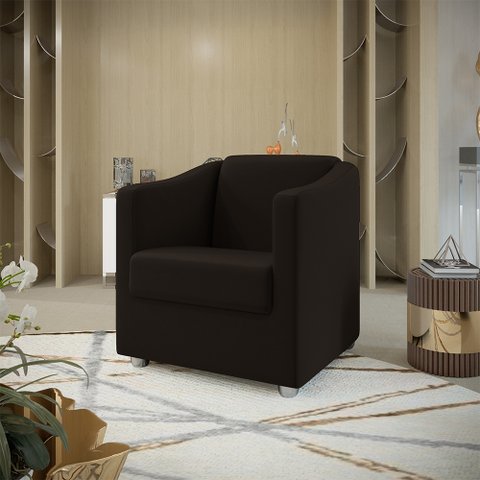 Poltrona Decorativa BIA Suede MARROM SKY MOBILE