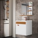 Ver imagem 1 de Conj Gab C/ Espelheira e Cuba para Banheiro Hercules Branco/cedro