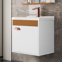 Ver imagem 3 de Conj Gab C/ Espelheira e Cuba para Banheiro Hercules Branco/cedro