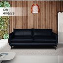 Ver imagem 2 de Sofá Decorativo Sala de Estar América 2 Lugares 200cm Couro Azul Marinho - Mozzelar