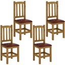 Ver imagem 1 de Kit 4 Cadeiras Madeira Maciça Estofado Corino Marrom Diamante Cor Nogueira Nemargi